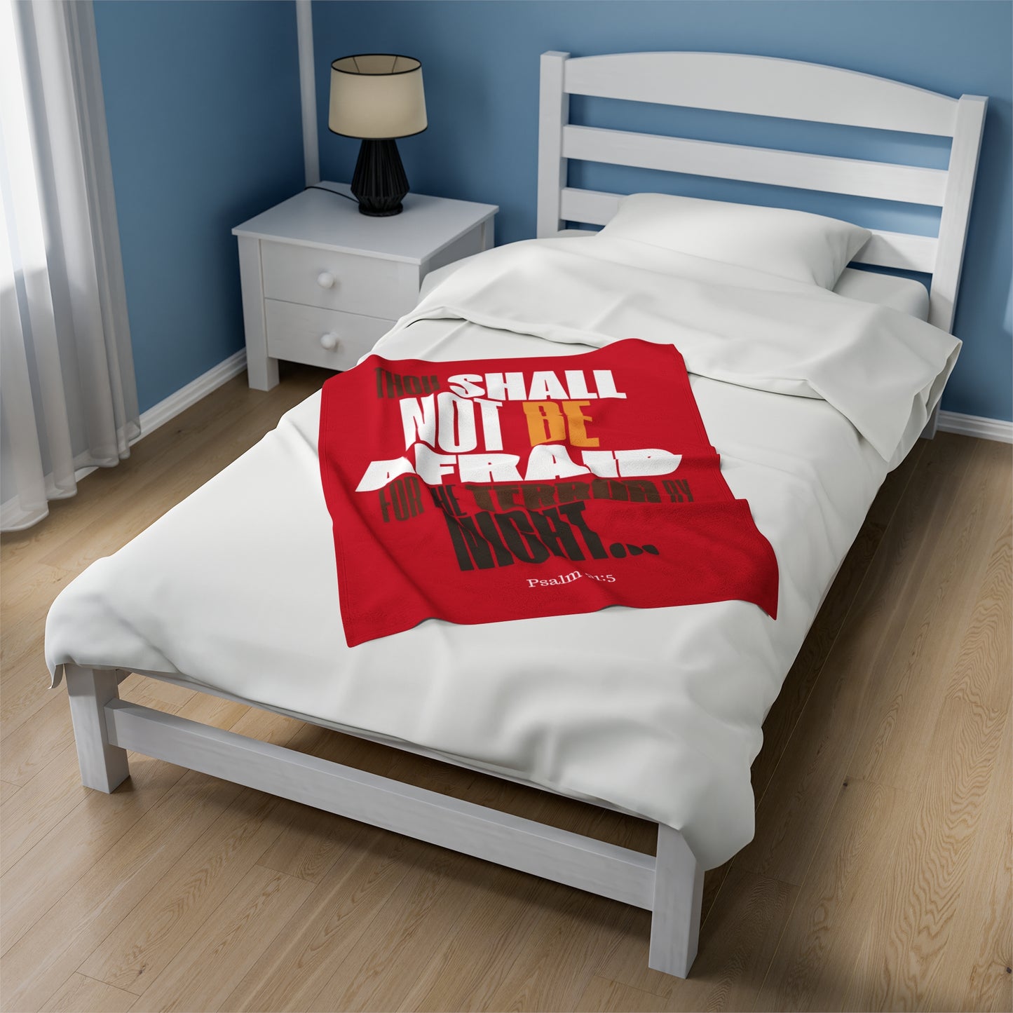 Velveteen Plush Blanket Red Thou Shall Not Be Afraid