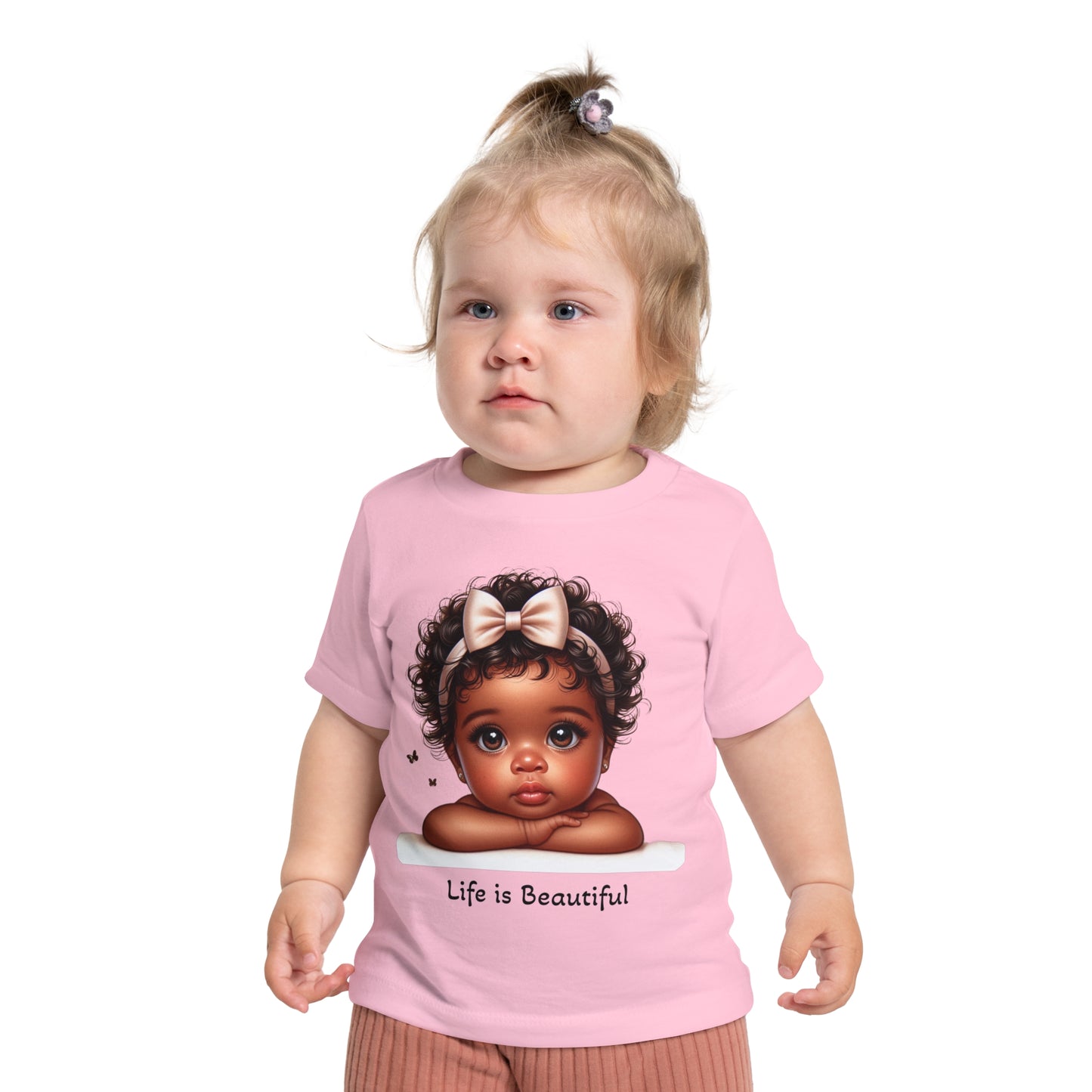 Baby T-Shirt - Brown Skin Baby Girl Life is Beautiful Psalm 139:13