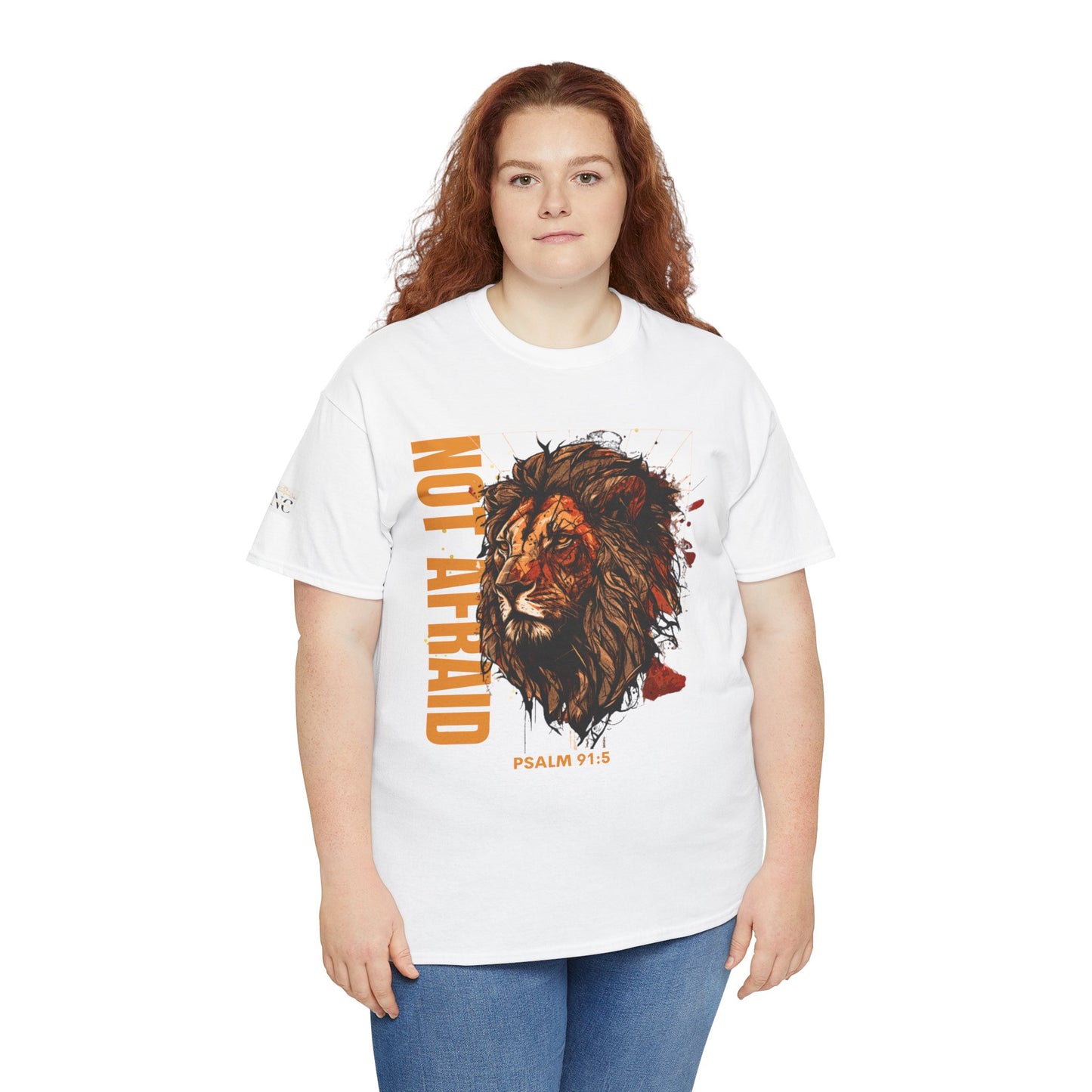 Unisex Heavy Cotton Tee NOT AFRAID Lion Psalm 91