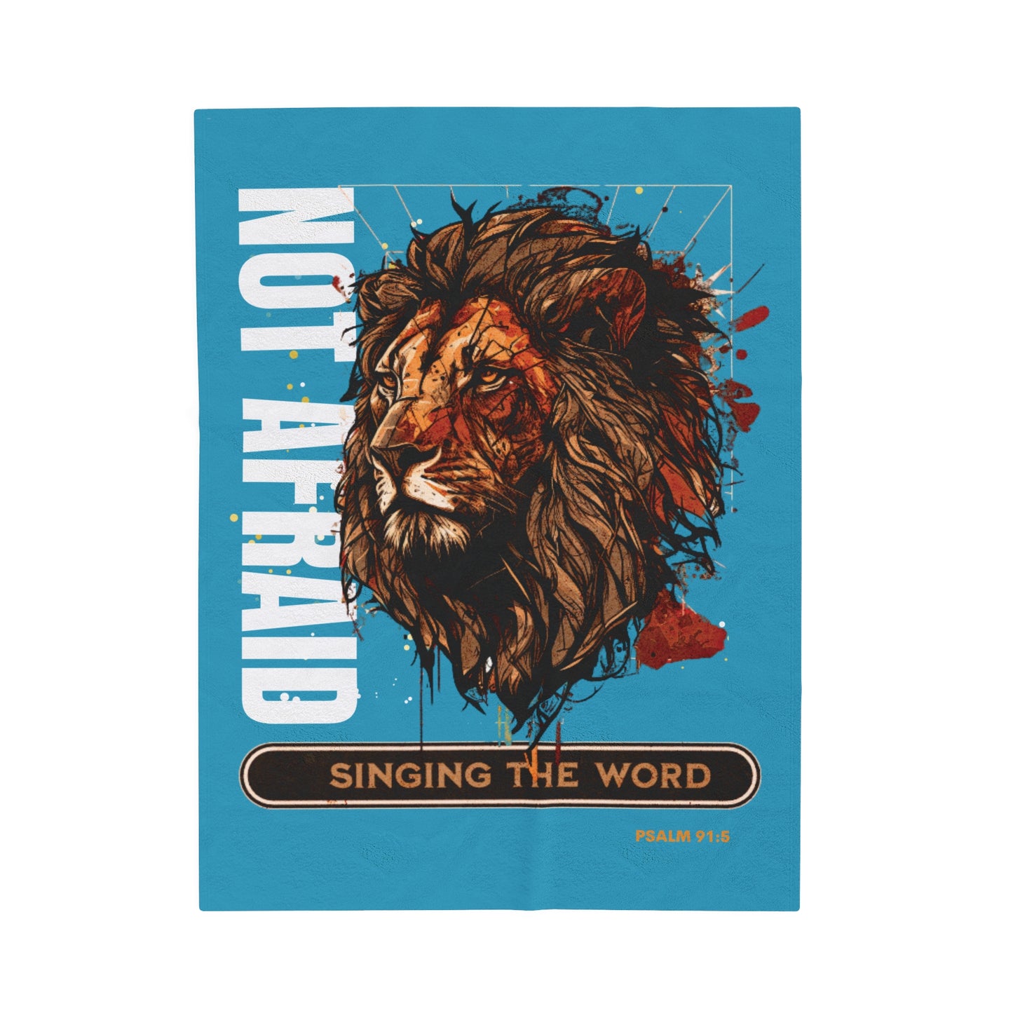 Velveteen Plush Blanket Turquoise Blue Lion