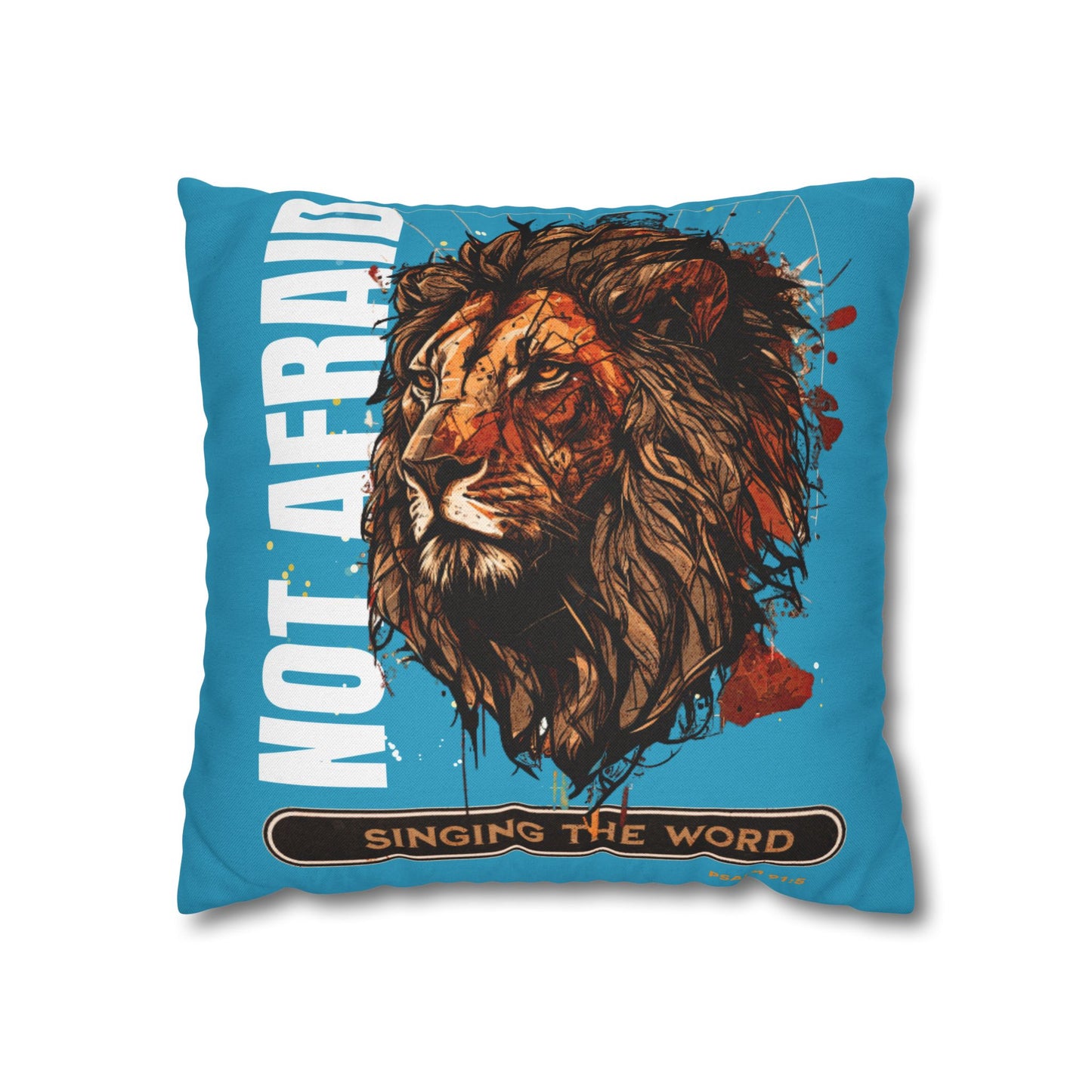 Spun Polyester Square PILLOWCASE Blue Lion