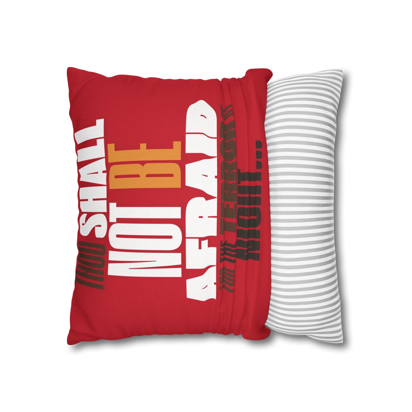 Spun Polyester Square PillowCASE (ONLY) RED Not Afraid