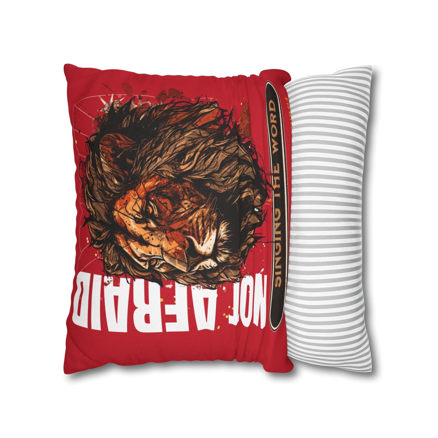 Spun Polyester Square PillowCASE (ONLY) RED Not Afraid