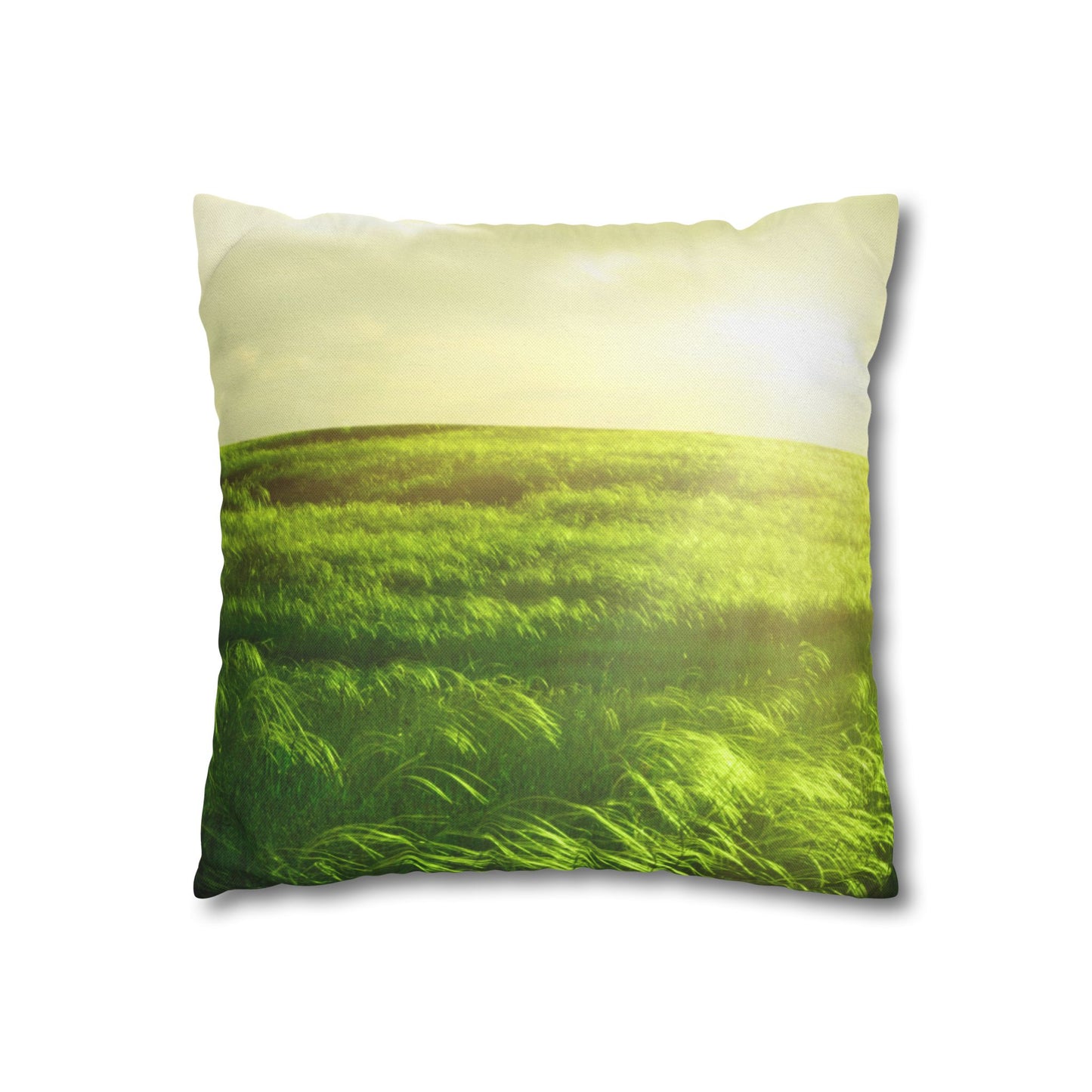 Spun Polyester Square PillowCASE "He Makes Me to lie down..." Psa. 23