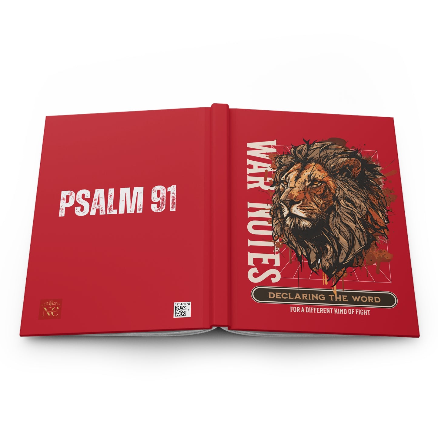 Hardcover Journal Matte - RED Psalm 91 Lion