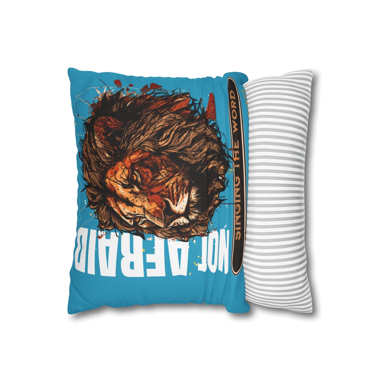 Spun Polyester Square PILLOWCASE Blue Lion