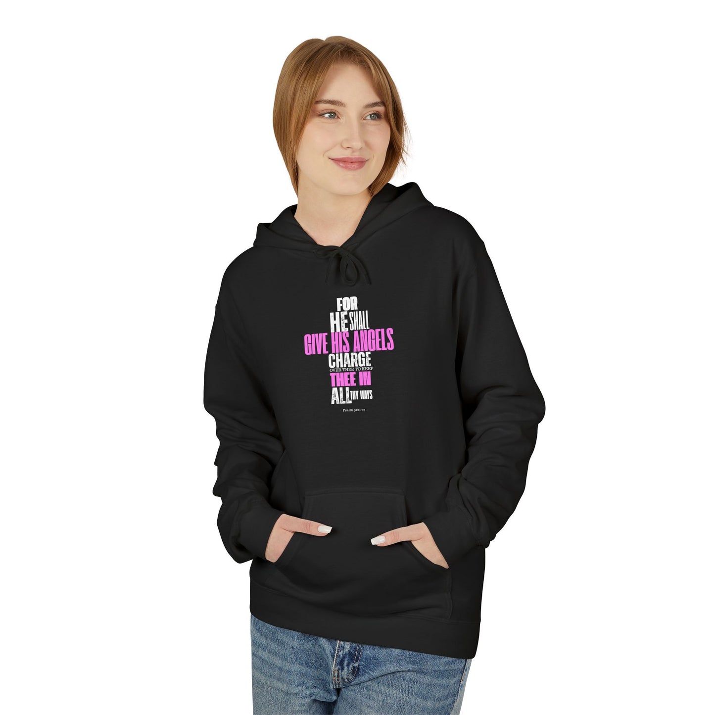 Unisex Midweight Softstyle Fleece Hoodie Psalm 91 wings