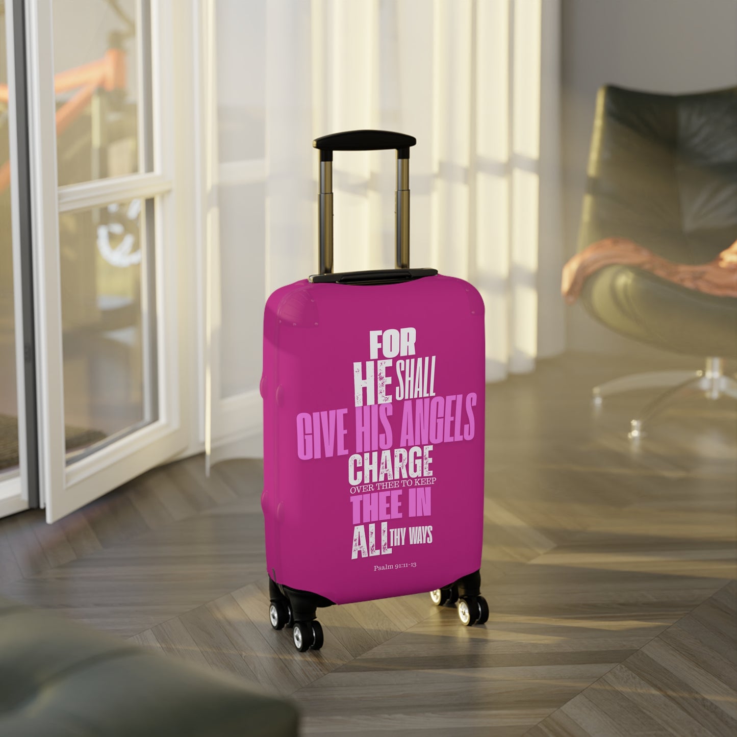 Luggage Cover - Pink Angel Quote Design