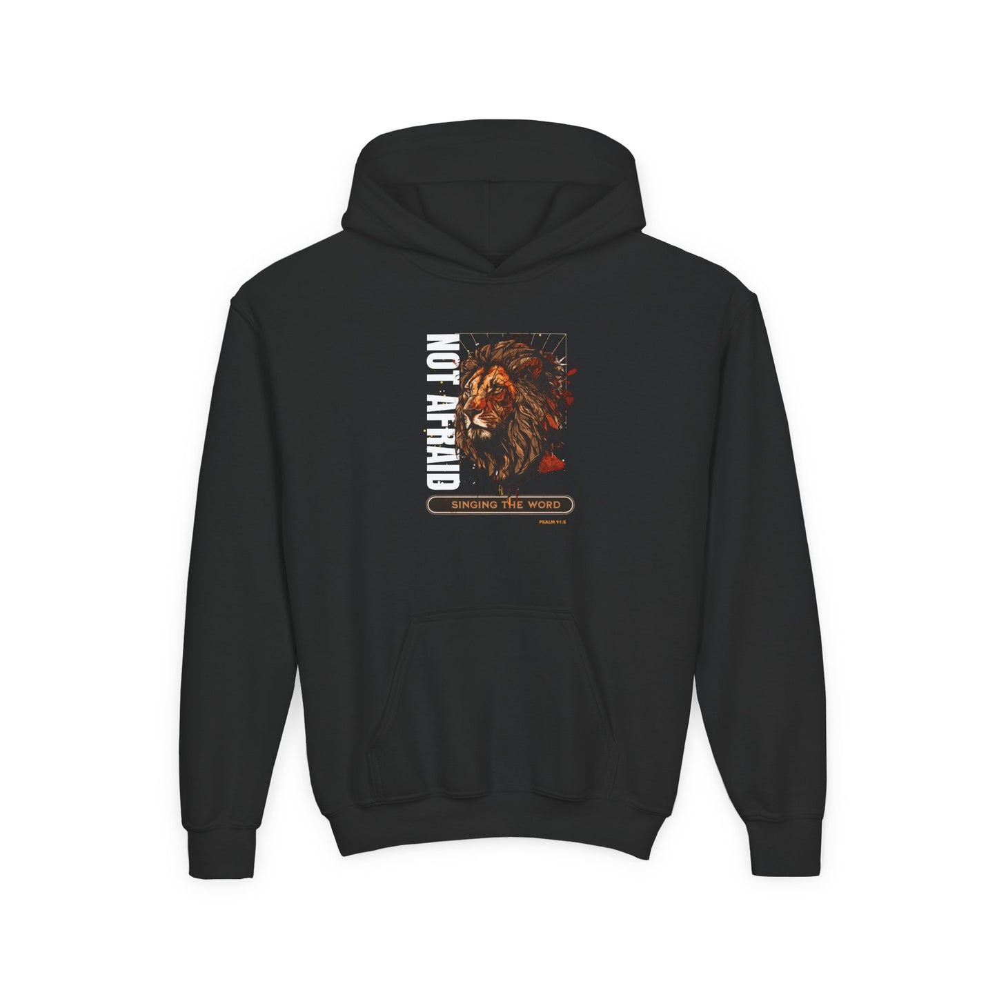 Youth Heavy Blend Hooded Sweatshirt Not Afraid Lion