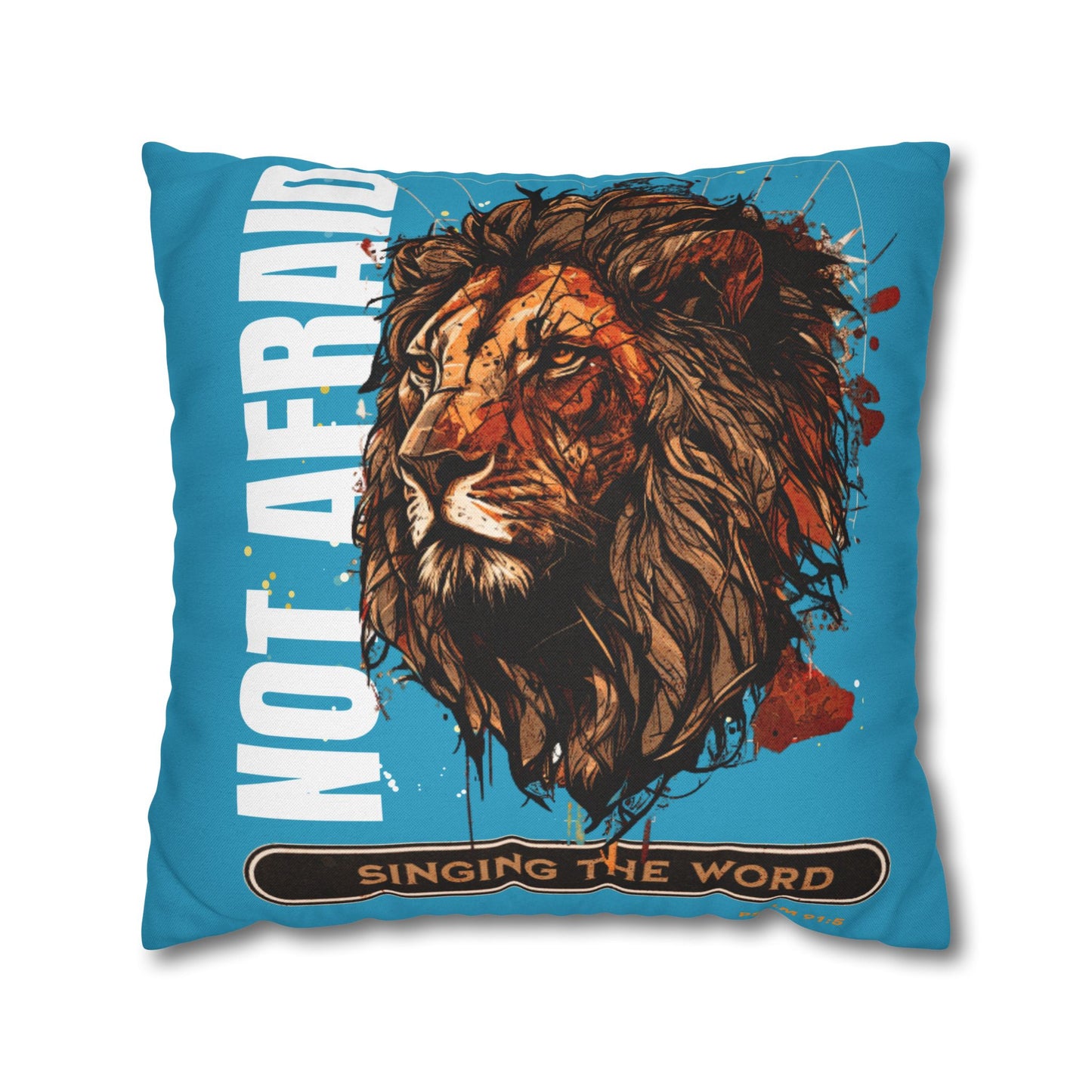 Spun Polyester Square PILLOWCASE Blue Lion