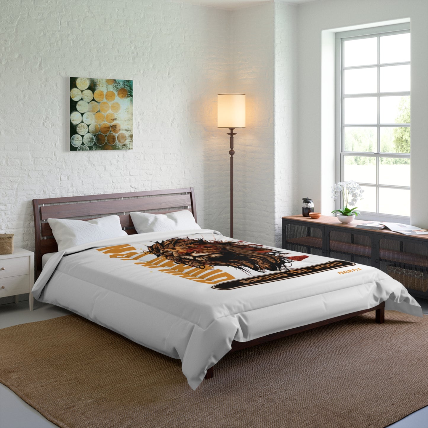 Comforter Lion Not Afraid White