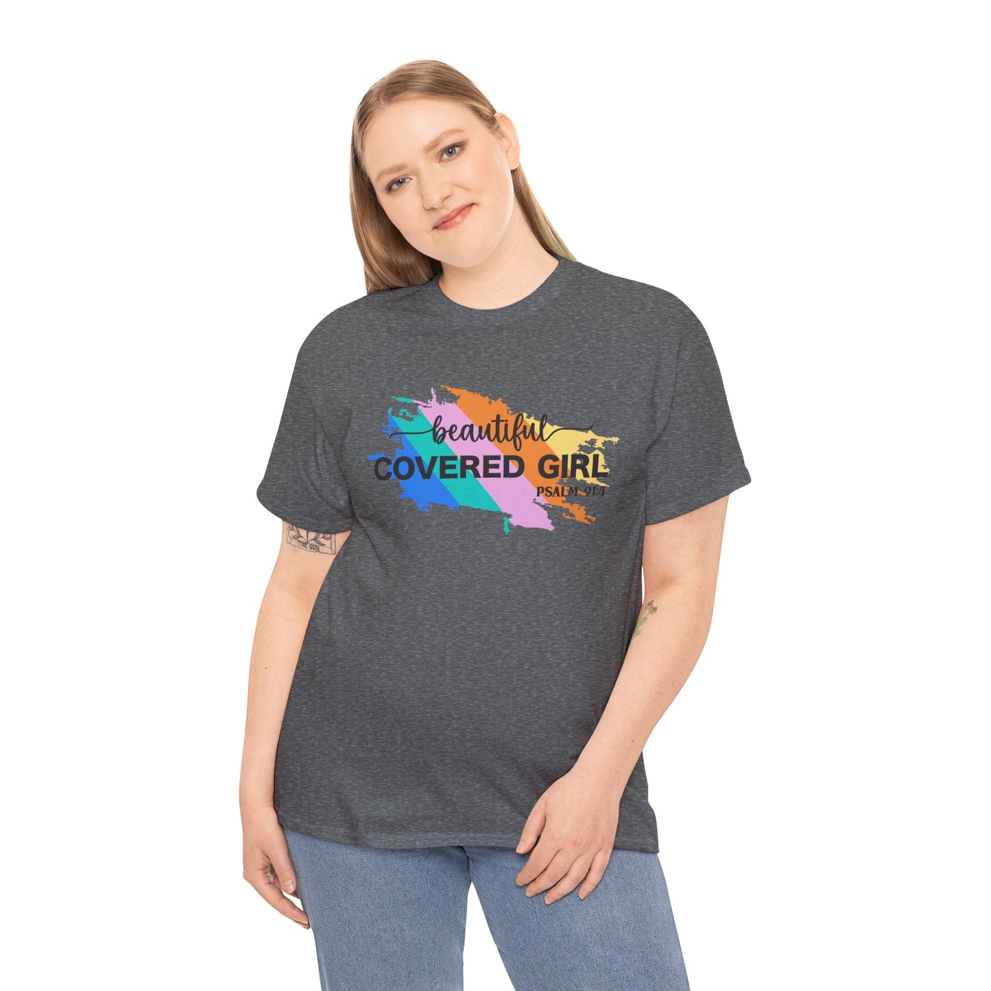 Unisex Heavy Cotton Tee Covered Girl Psa. 91:4