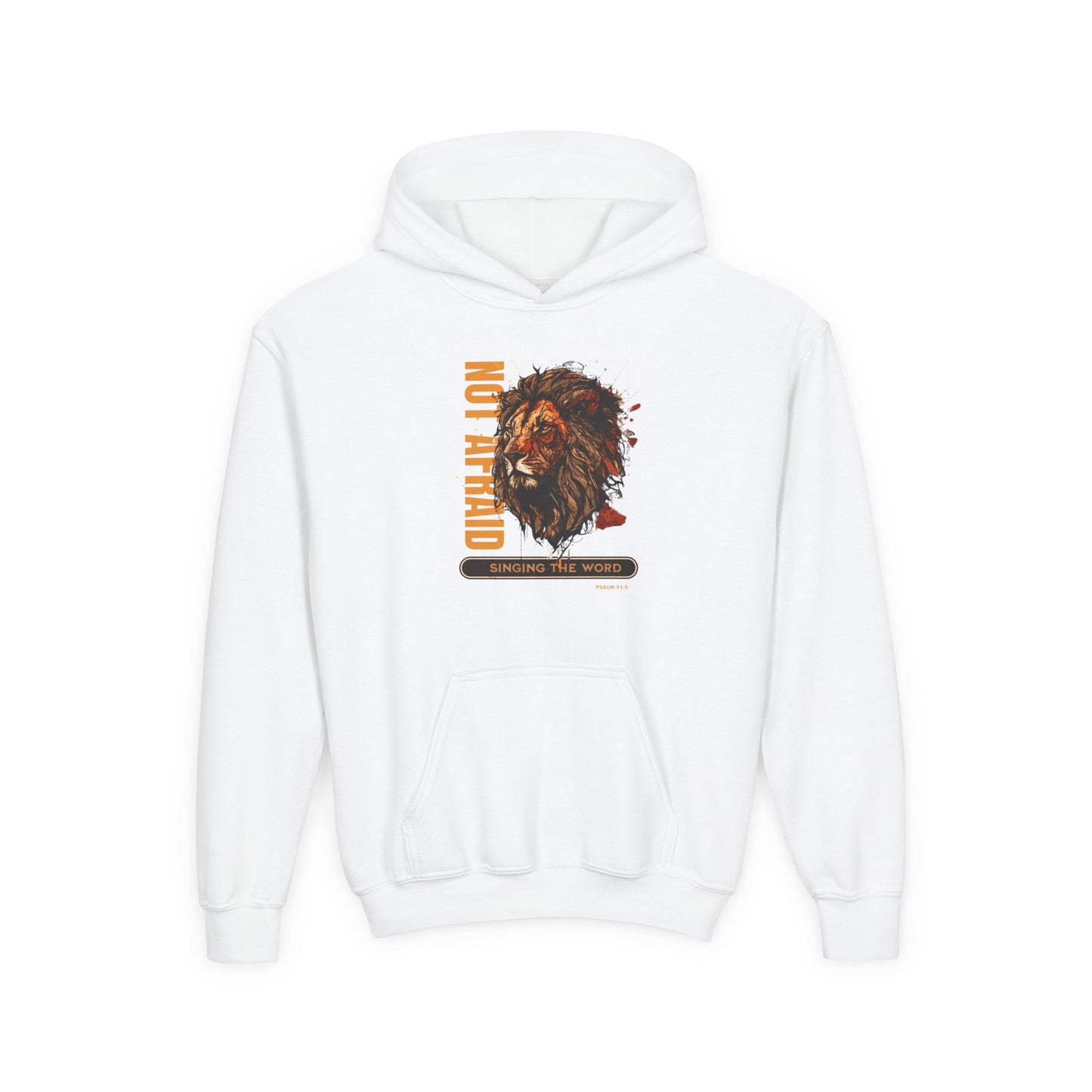 Youth Heavy Blend Hooded Sweatshirt Not Afraid Lion