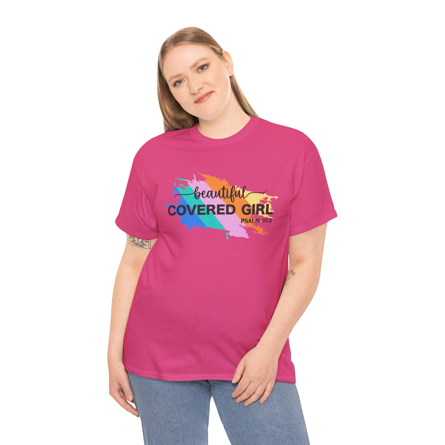 Unisex Heavy Cotton Tee Covered Girl Psa. 91:4