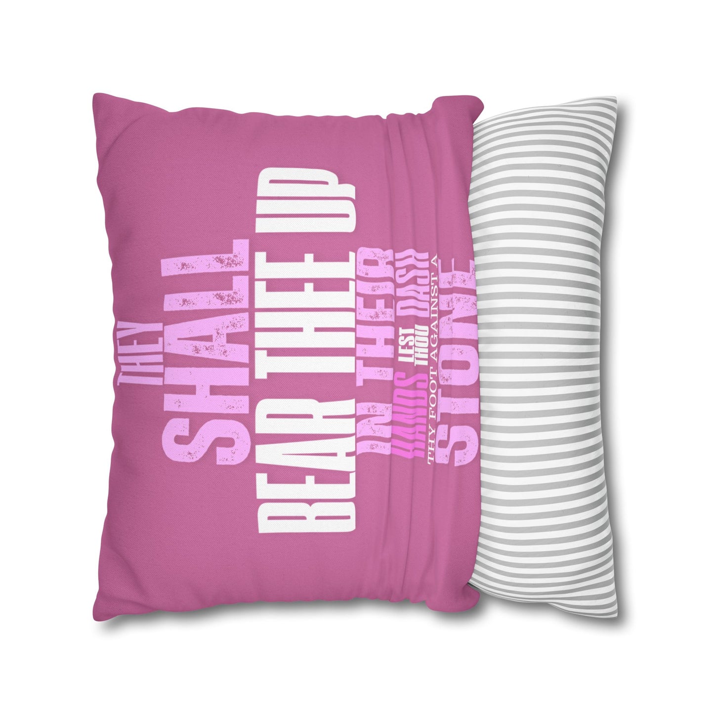 Pink Spun Polyester Square PILLOWCASE He shall Give His Angels