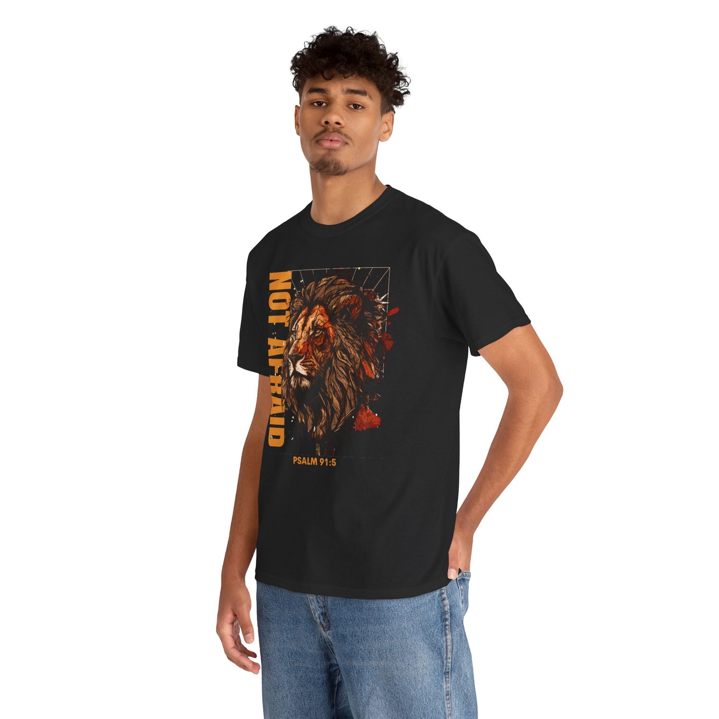 Unisex Heavy Cotton Tee NOT AFRAID Lion Psalm 91