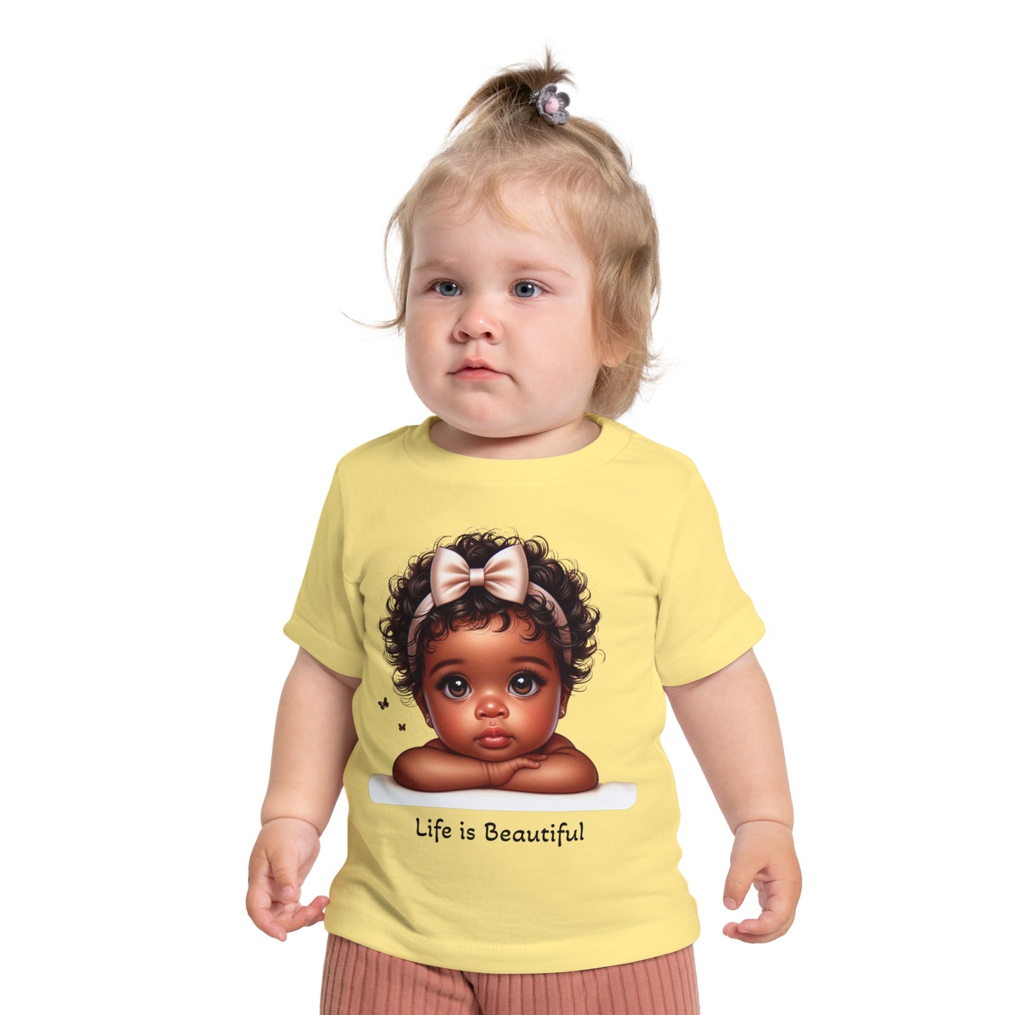 Baby T-Shirt - Brown Skin Baby Girl Life is Beautiful Psalm 139:13