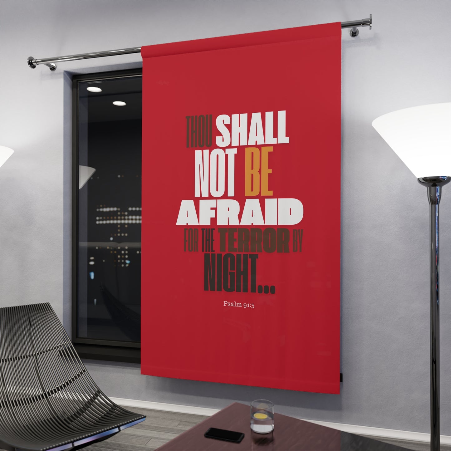 Window Curtains - Red THOU shall not be afraid Design