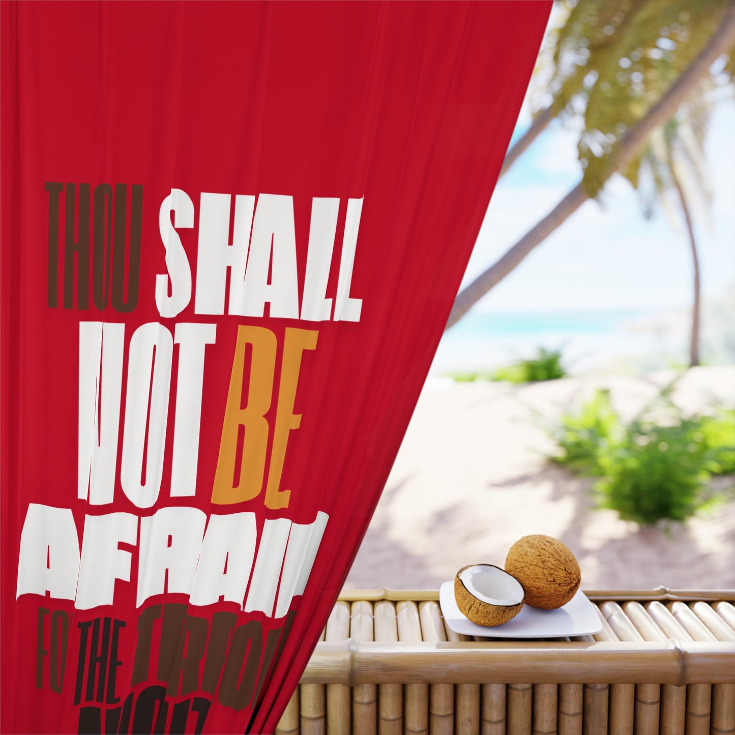 Window Curtains - Red THOU shall not be afraid Design