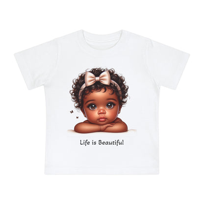 Baby T-Shirt - Brown Skin Baby Girl Life is Beautiful Psalm 139:13