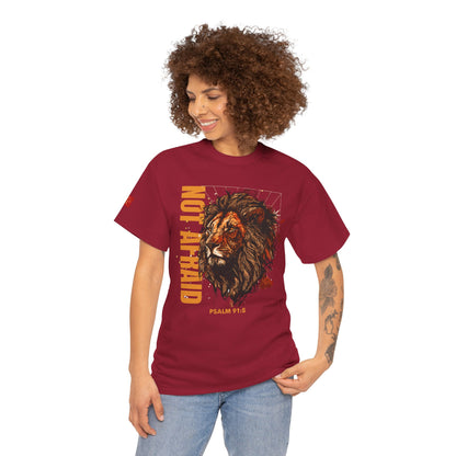 Unisex Heavy Cotton Tee NOT AFRAID Lion Psalm 91