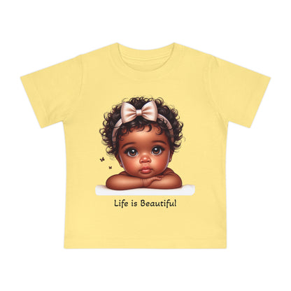 Baby T-Shirt - Brown Skin Baby Girl Life is Beautiful Psalm 139:13