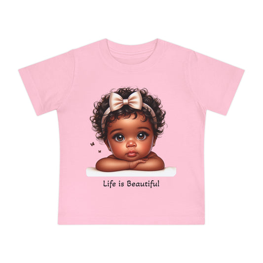 Baby T-Shirt - Brown Skin Baby Girl Life is Beautiful Psalm 139:13