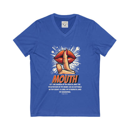 Jersey Short Sleeve V-Neck Tee Watch Your Mouth