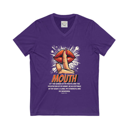 Jersey Short Sleeve V-Neck Tee Watch Your Mouth