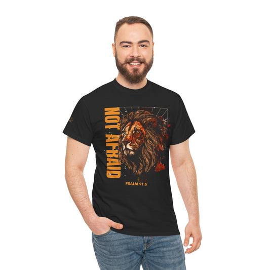 Unisex Heavy Cotton Tee NOT AFRAID Lion Psalm 91