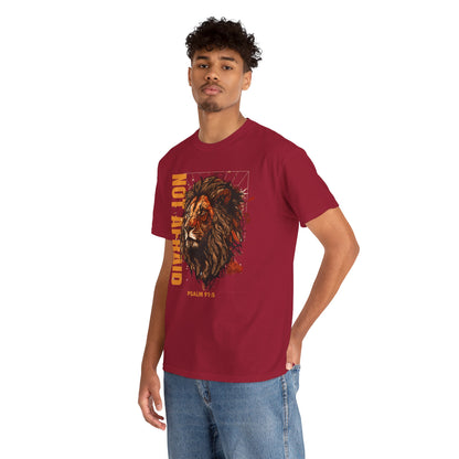 Unisex Heavy Cotton Tee NOT AFRAID Lion Psalm 91